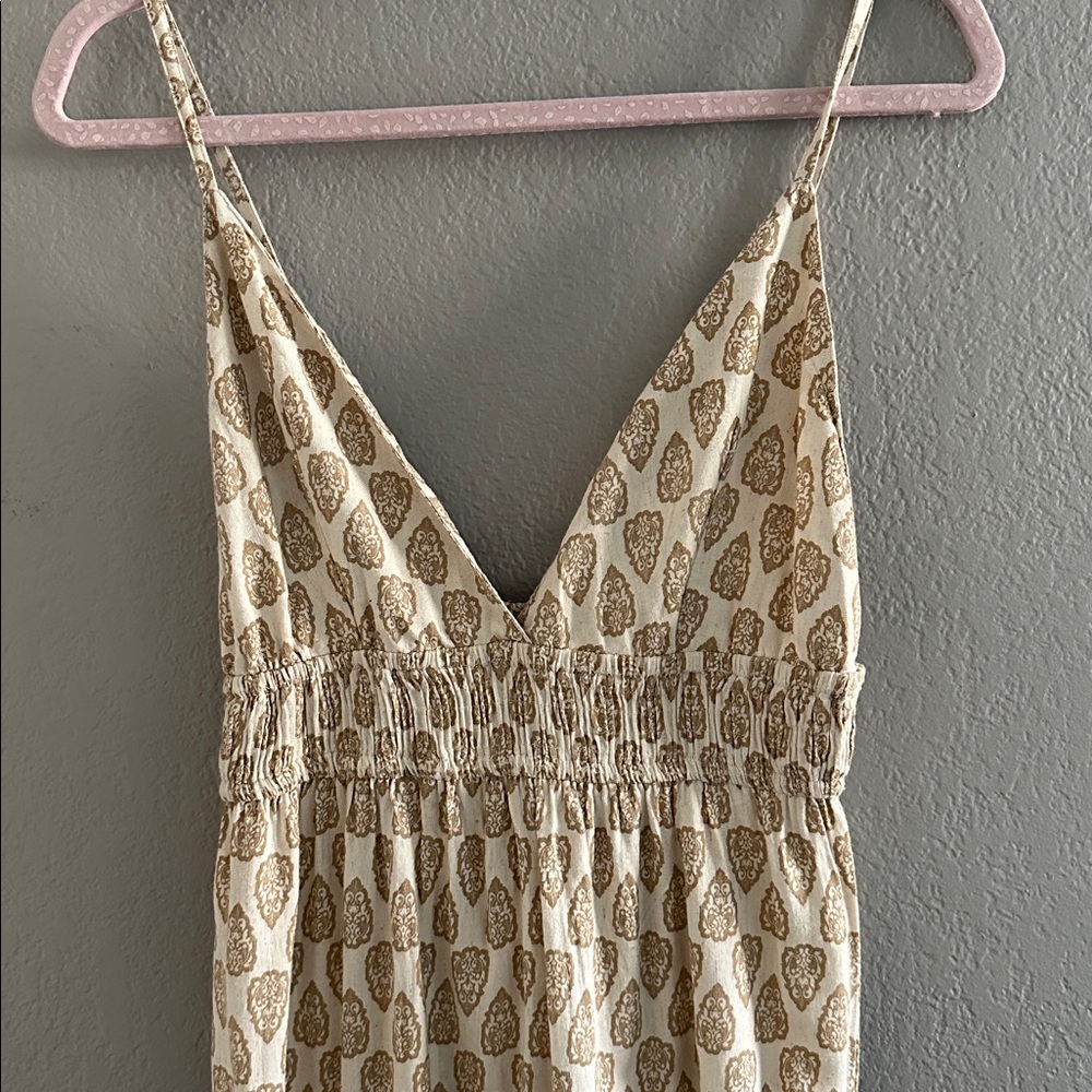 Sim & Sam Women’s Cream and Tan Linen Blend Maxi Dress in Medium NWT - Picture 2 of 7